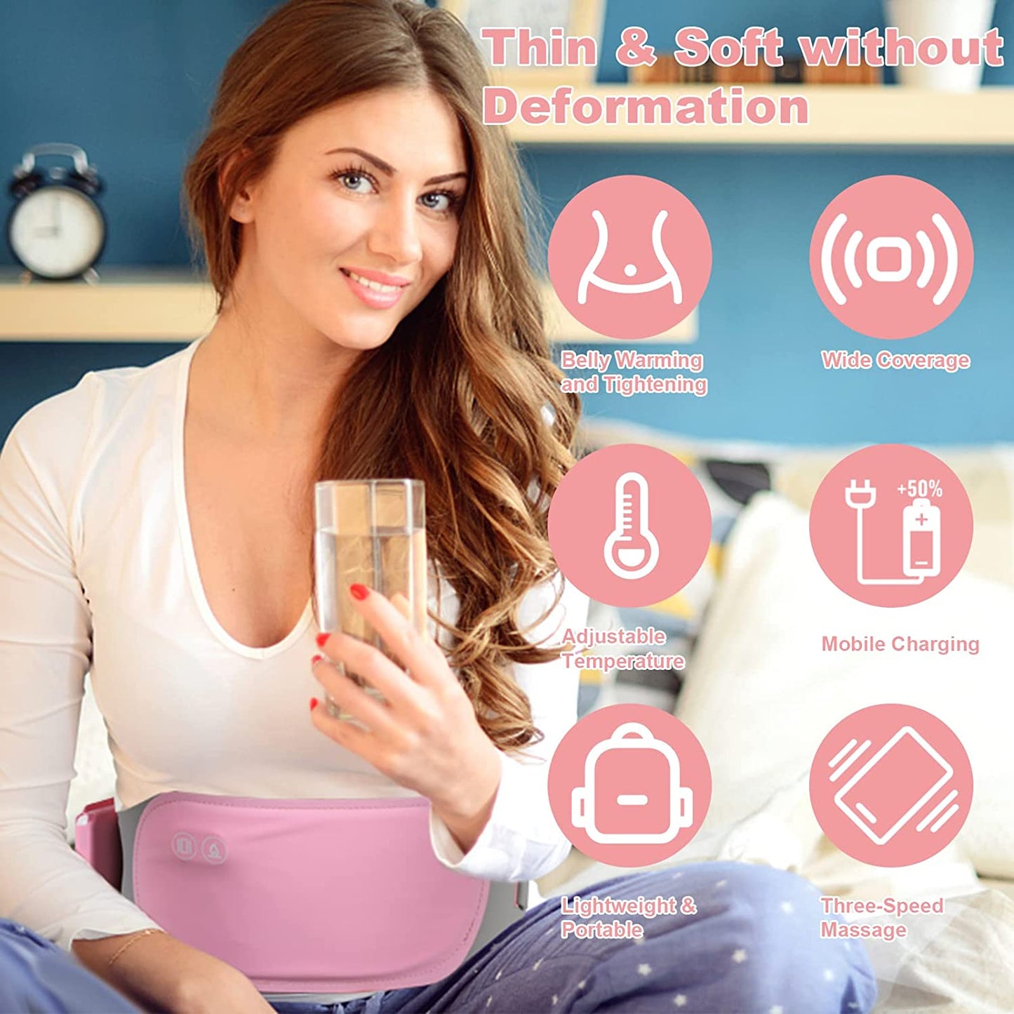 Cordless Electric Heating Pad for Cramps with Graphene Technology & Vibration Therapy-4