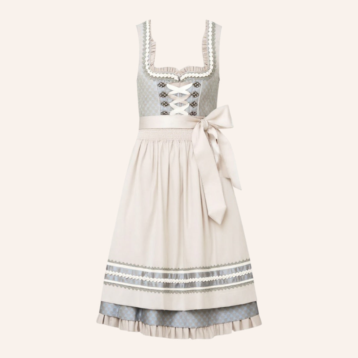 Elegant dirndl dress in apricot – Oktoberfest | Stylish traditional dress with apron 2
