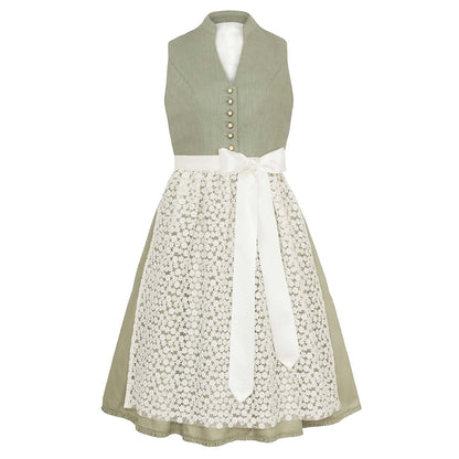 Elegant dirndl dress in green – Oktoberfest | With floral lace apron for a stylish traditional look 1