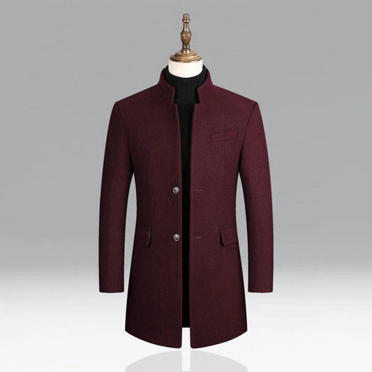 Elegant wool classic men's coat, timeless formal layer 0