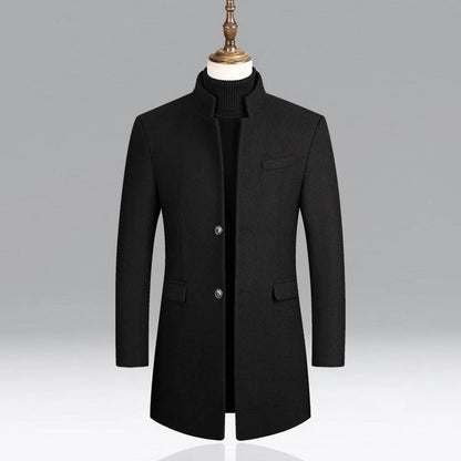 Elegant wool classic men's coat, timeless formal layer 1