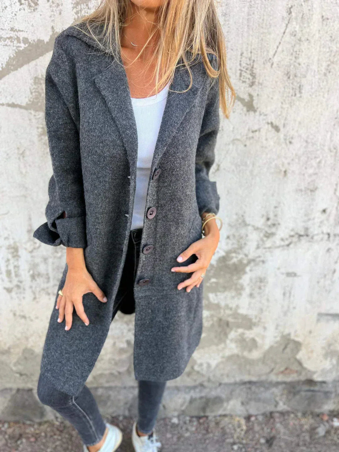 Elena | Classic Elegant Wool Blend Long Coat for Women 4