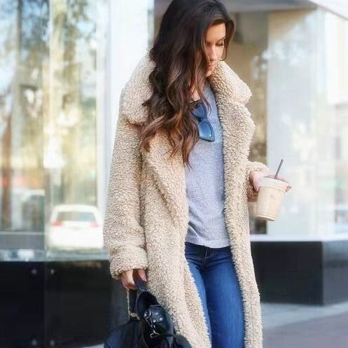 Elena | Cozy Oversized Teddy Winter Coat with Lapel Collar for Women 0