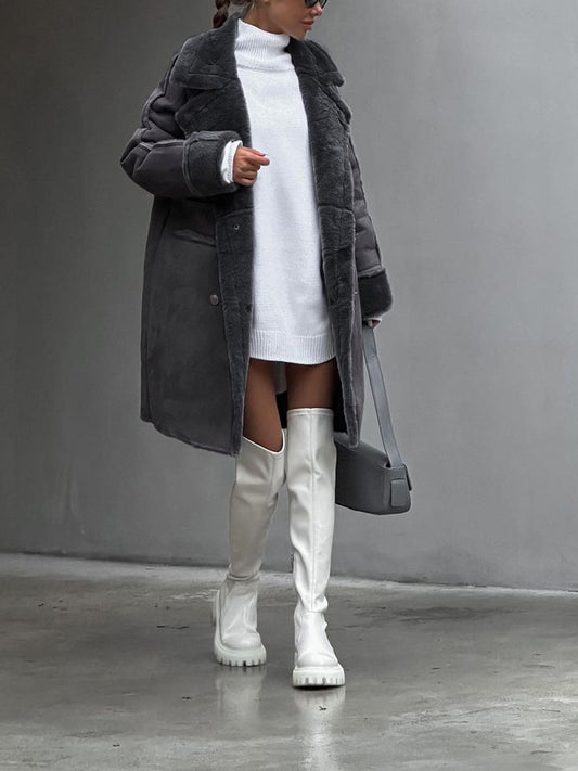 Elena | Cozy Plush Plus Size Winter Coat with Lapel Collar for Women 0