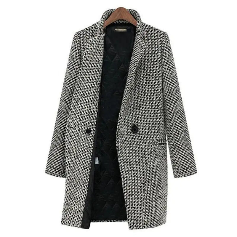 Elena | Elegant Tailored Houndstooth Wool Winter Coat for Women 2