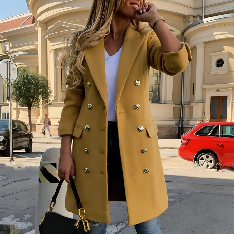 Elena | Elegant Tailored Long Double-Breasted Winter Coat for Women 1