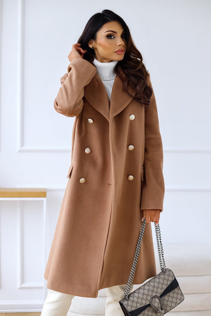 Elena | Elegant Tailored Wool Double-Breasted Trench Coat for Women 2