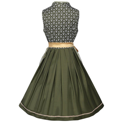 Embroidered dirndl dress in green – Oktoberfest | Elegant traditional dress with apron 1