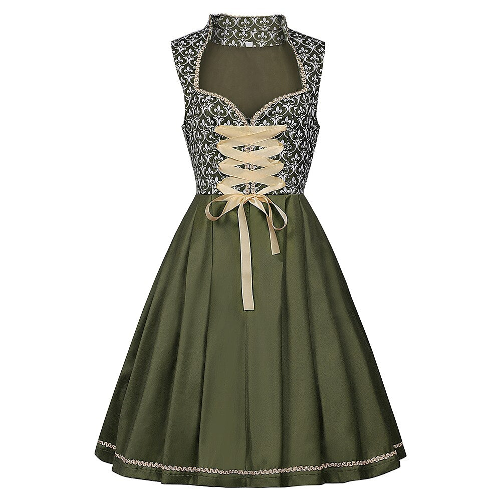 Embroidered dirndl dress in green – Oktoberfest | Elegant traditional dress with apron 3
