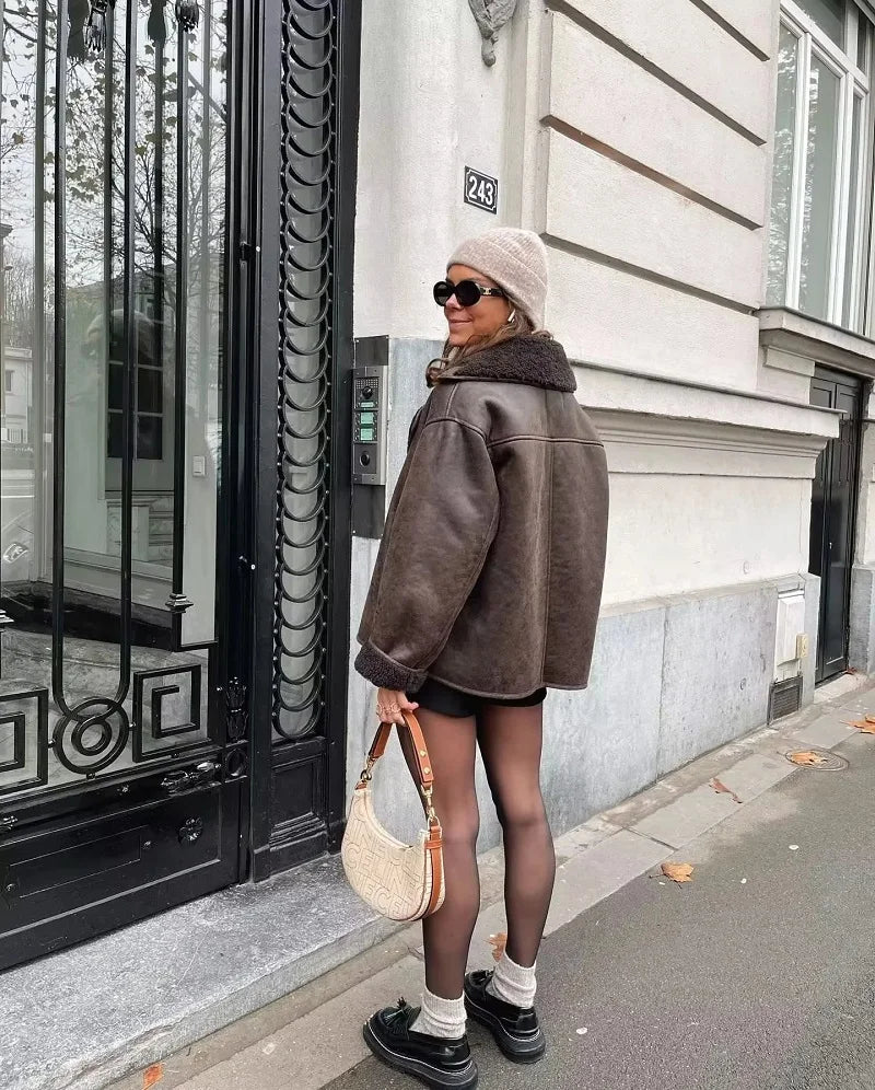 Emily | Elegant Warm Leather Jacket Women 3