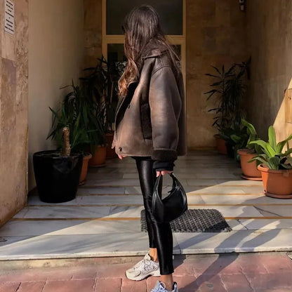 Emily | Elegant Warm Leather Jacket Women 4