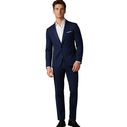 Variant image for Men's Suit Navy Size L Polyester Slim Fit Elegant Wedding Suit-1