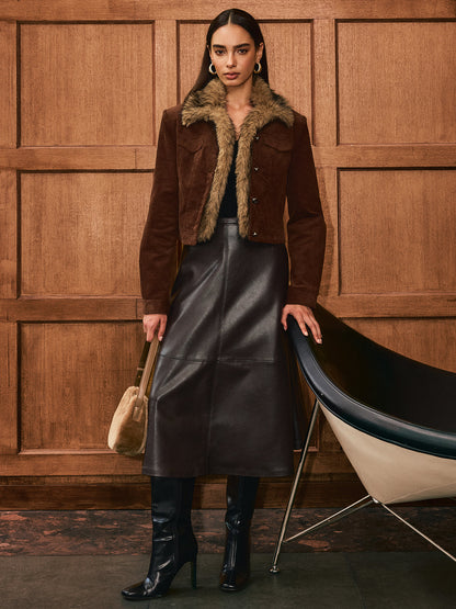 Faux Fur Collar Corduroy Jacket 6