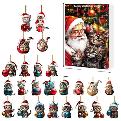 FelineFest | Charming Durable Acrylic Cat-Shaped Christmas Ornaments Set 0