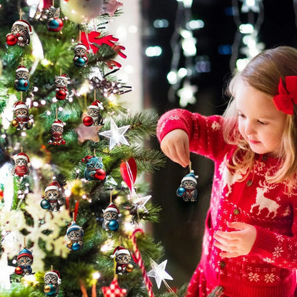 FelineFest | Charming Durable Acrylic Cat-Shaped Christmas Ornaments Set 3