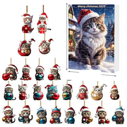 FelineFest | Charming Durable Acrylic Cat-Shaped Christmas Ornaments Set 8