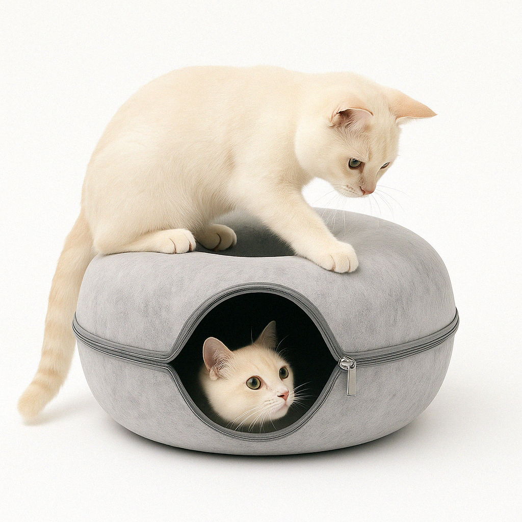 FelisCave | Cozy Durable Felt Cat Tunnel Bed for Multiple Cats 11