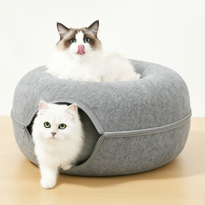 FelisCave | Cozy Durable Felt Cat Tunnel Bed for Multiple Cats 2