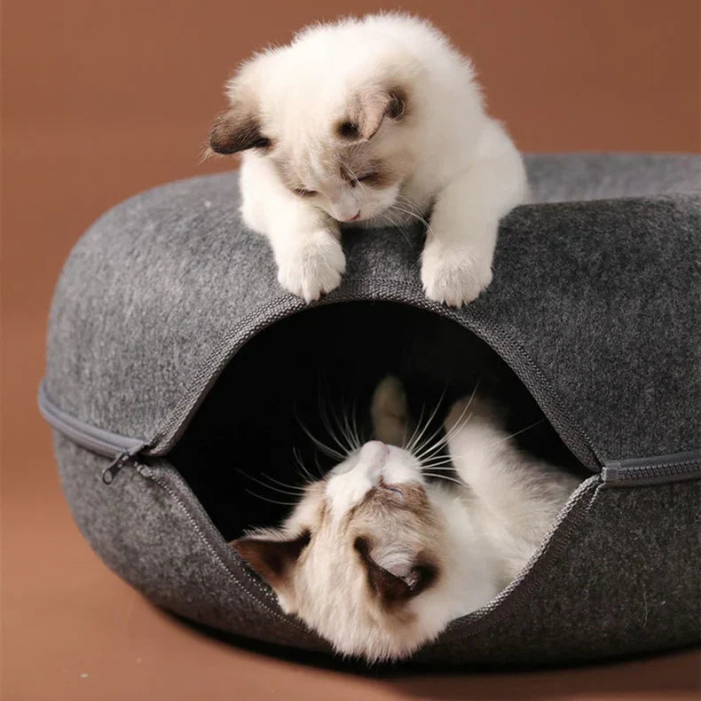 FelisCave | Cozy Durable Felt Cat Tunnel Bed for Multiple Cats 4