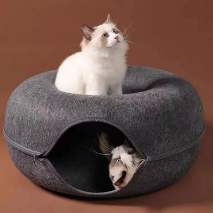 FelisCave | Cozy Durable Felt Cat Tunnel Bed for Multiple Cats 5