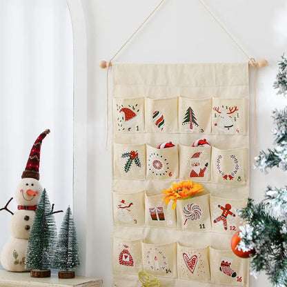 FestiveCanvas | Colorful Interactive Hanging Advent Calendar with 24 Pockets 1