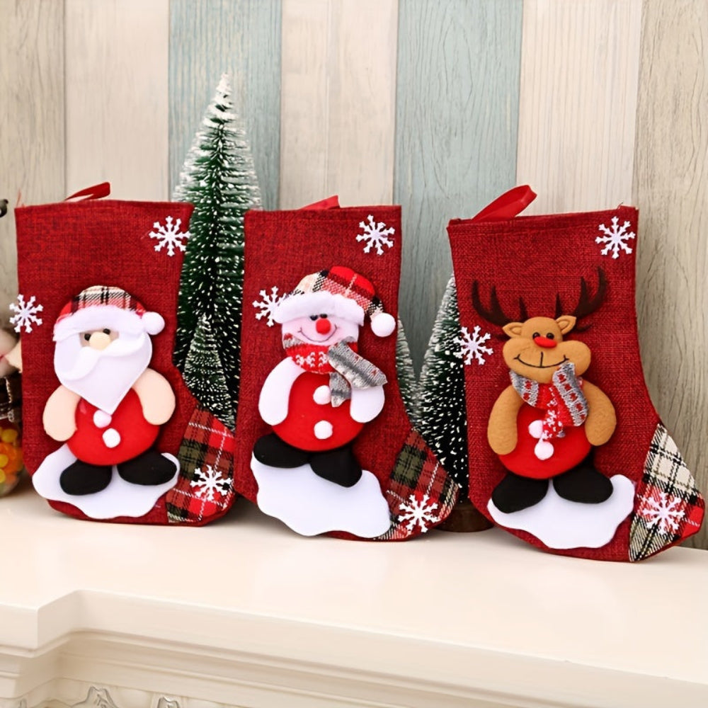 FestiveCharm | Delightful Red Christmas Stockings Set for Holiday Decor 0