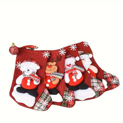 FestiveCharm | Delightful Red Christmas Stockings Set for Holiday Decor 4