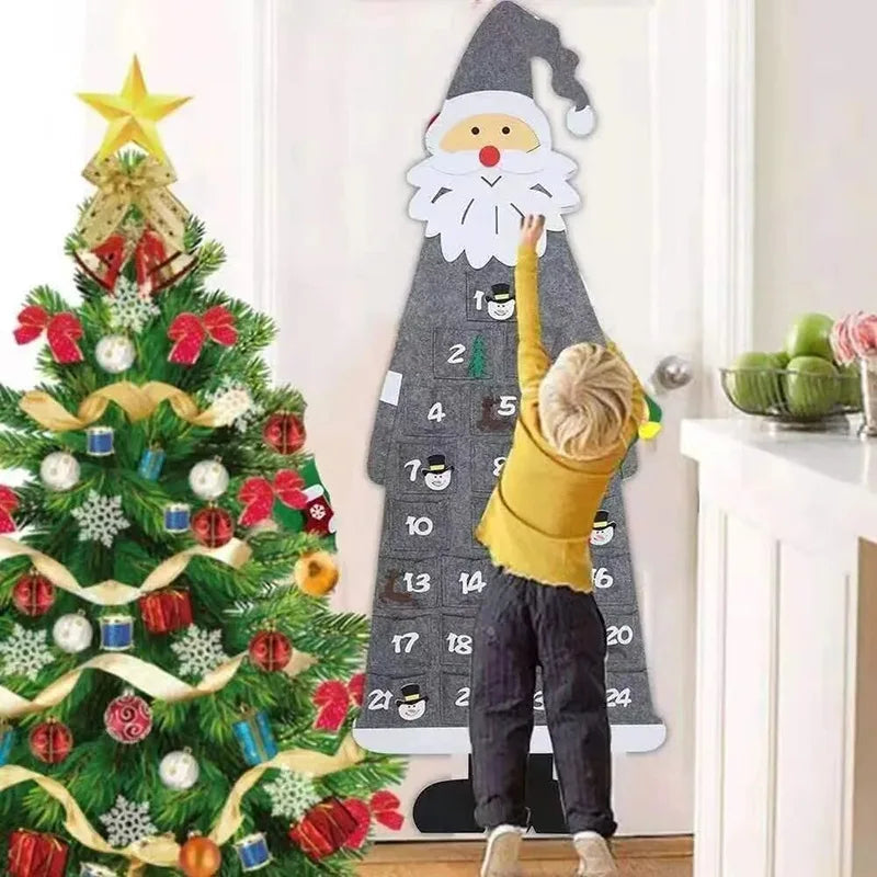 FestiveFelt | Cheerful Colorful Santa Claus Advent Calendar with 24 Bags 2