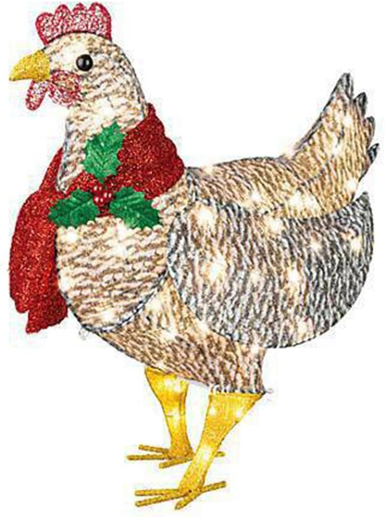 FestiveGlow | Charming Luminous Chicken Garden Decoration with Scarf 1