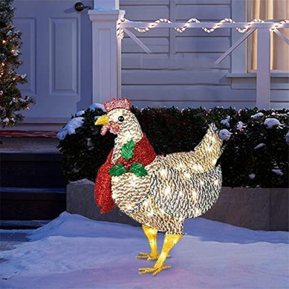 FestiveGlow | Charming Luminous Chicken Garden Decoration with Scarf 2