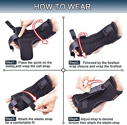Adjustable Dorsal Night Splint with Plantar Drop Orthotic Brace for Heel Pain Relief-5