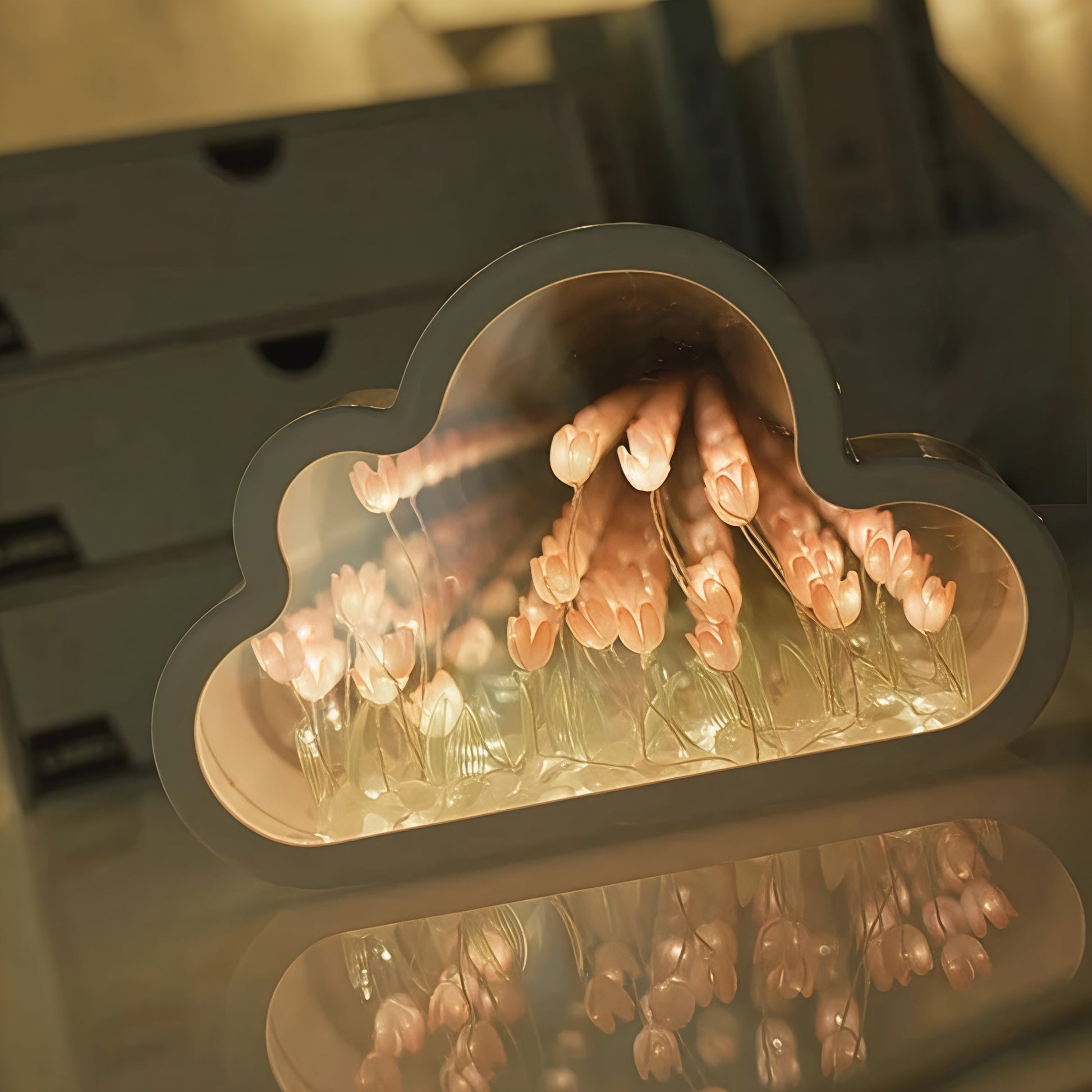 FloraGlow | Elegant Compact LED Floral Infinity Mirror Table Lamp 1