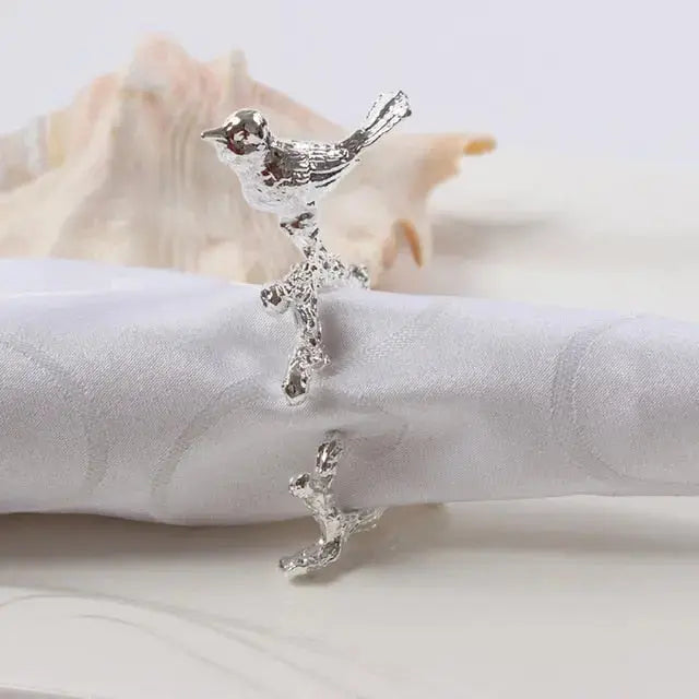 FloraNest | Elegant Decorative Bird & Flower Napkin Ring Set 7