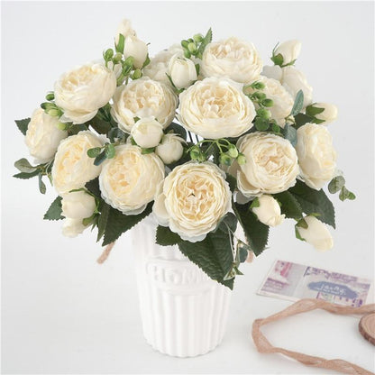 FloralVista | Elegant Vibrant Artificial Peony Bouquet for Home Décor 1