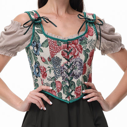 Floral corset with lacing – U-back | Romantic top with a floral touch 1