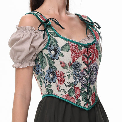 Floral corset with lacing – U-back | Romantic top with a floral touch 3