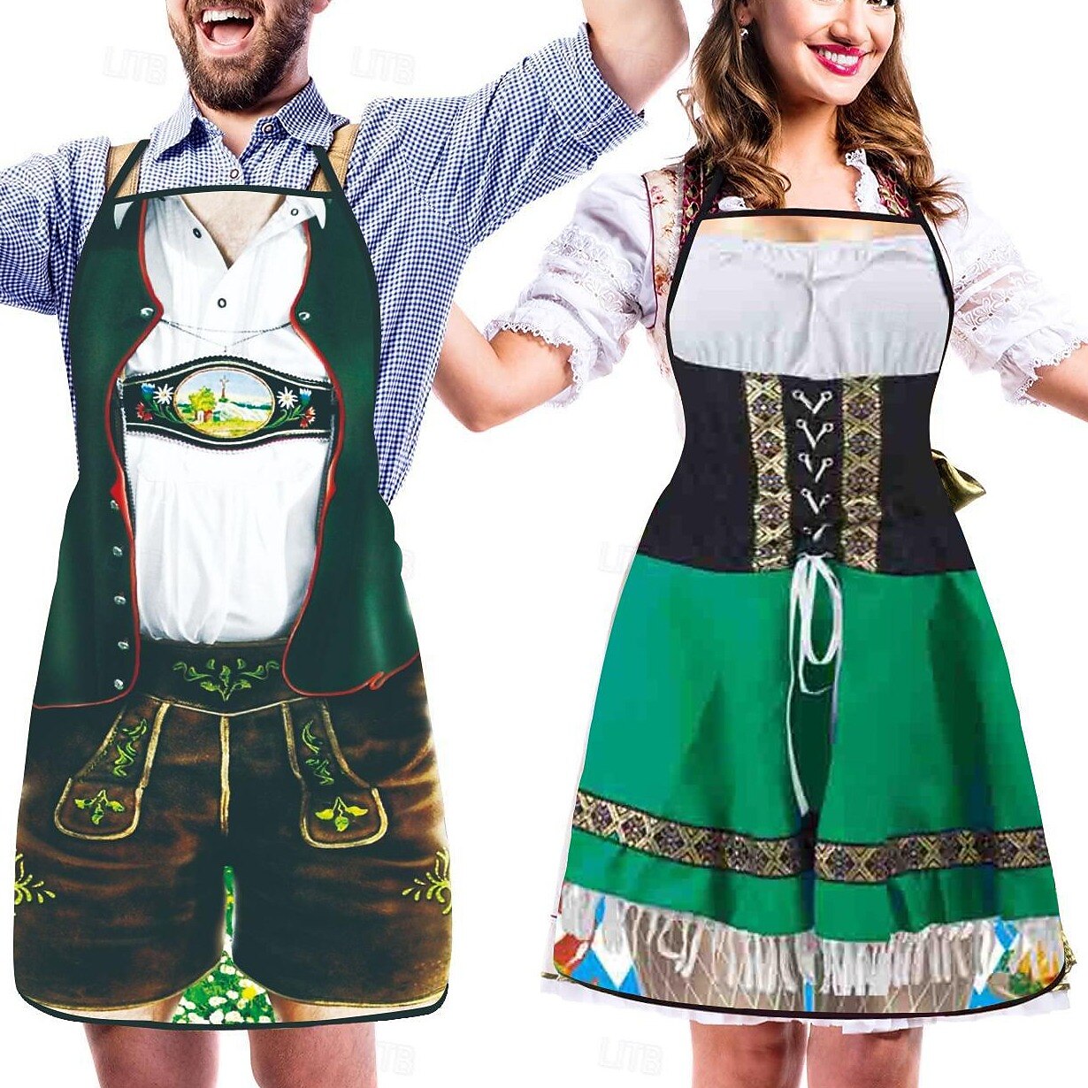 Funny Oktoberfest aprons – traditional costume look | Perfect for couples with a sense of humor 0