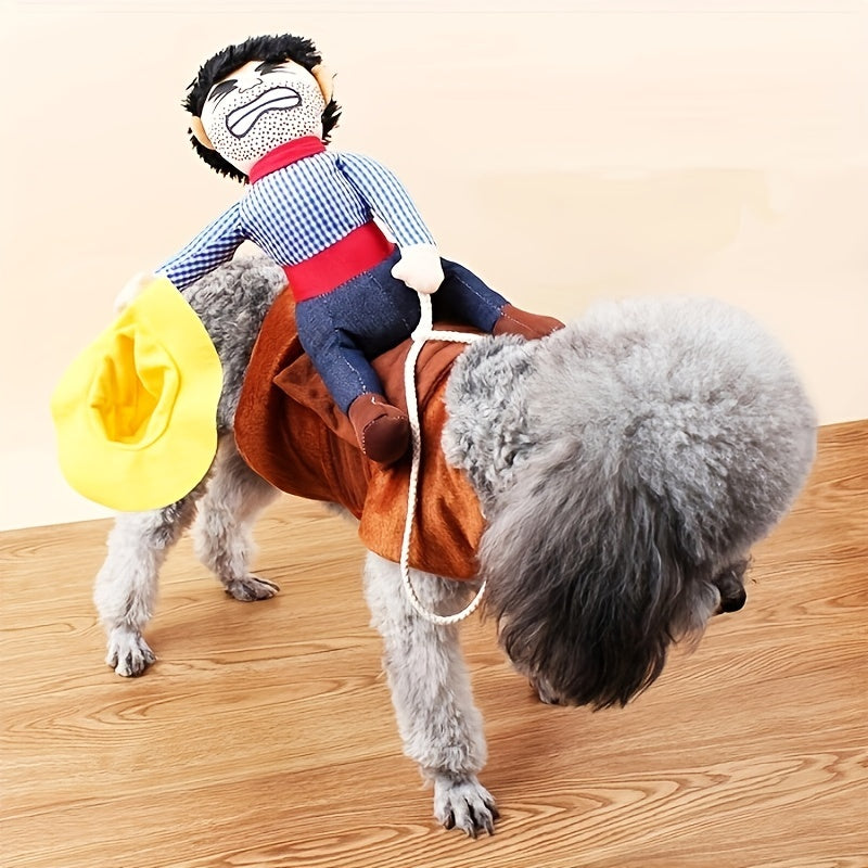 Funny Rider Dog Halloween Costume | Plush Saddle Outfit 1