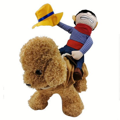 Funny Rider Dog Halloween Costume | Plush Saddle Outfit 3