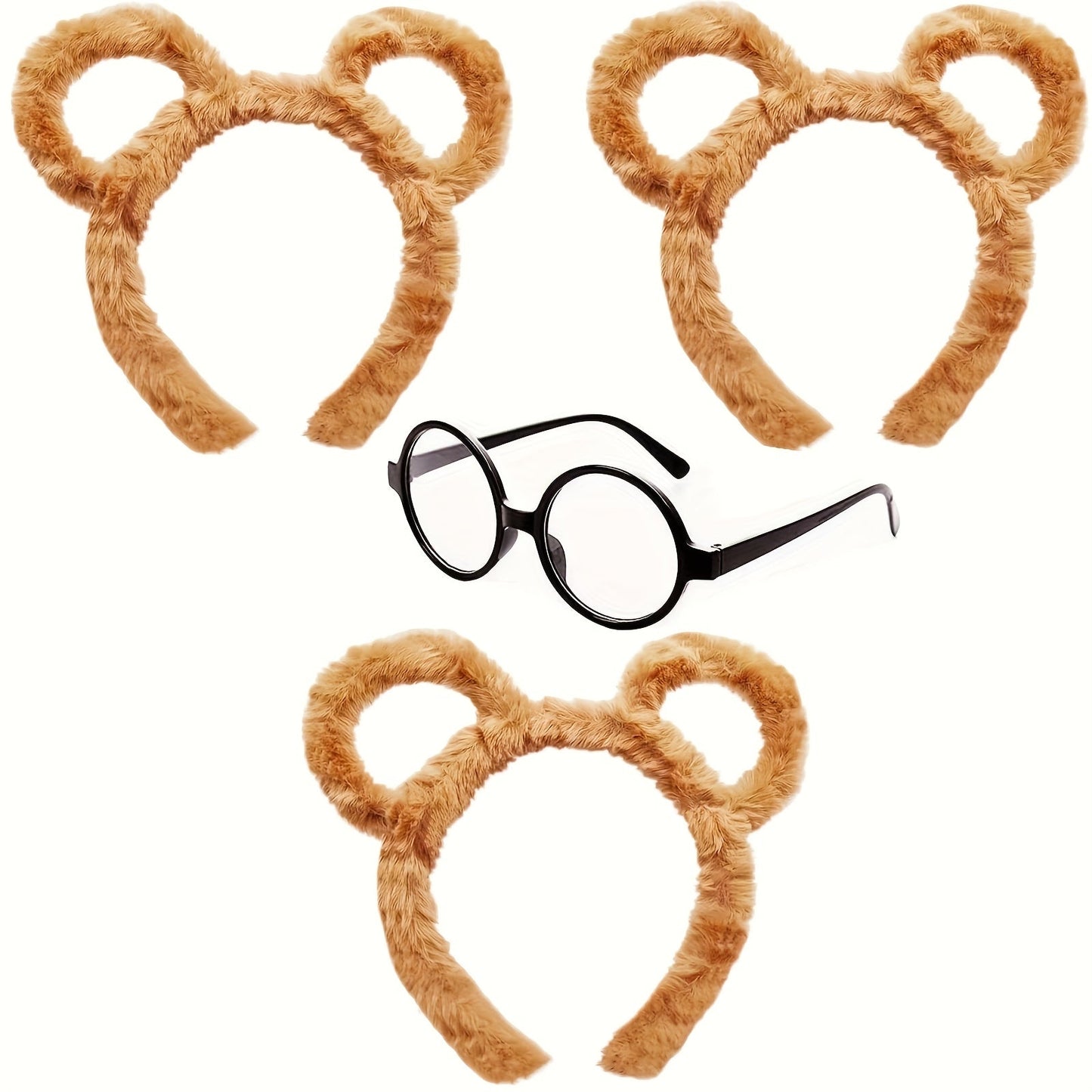 Fuzzy Halloween Chipmunk Costume Accessories Set | Headband Glasses 0