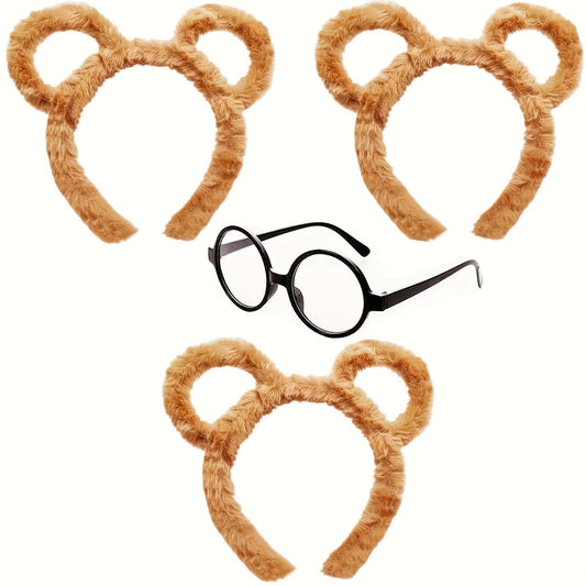 Fuzzy Halloween Chipmunk Costume Accessories Set | Headband Glasses 0