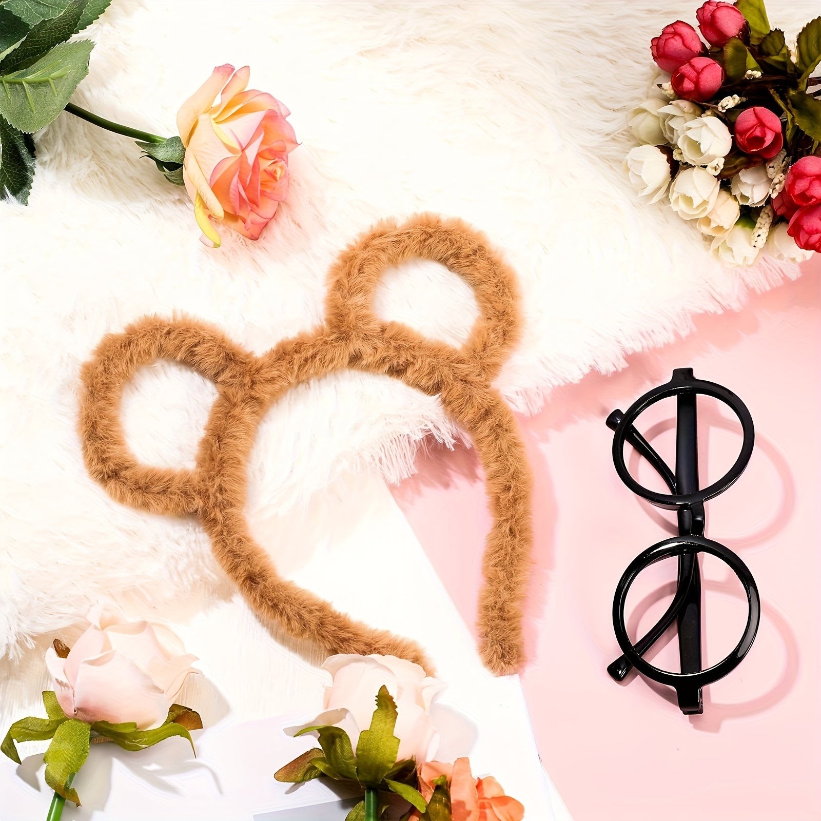 Fuzzy Halloween Chipmunk Costume Accessories Set | Headband Glasses 1