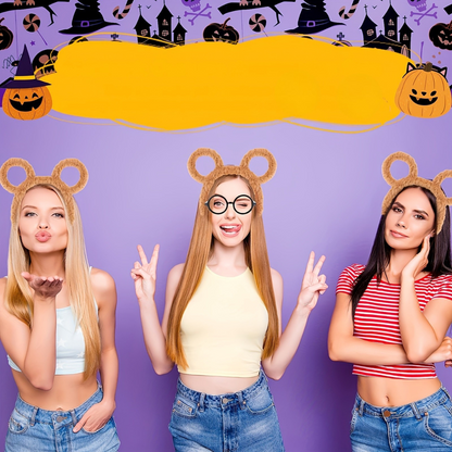 Fuzzy Halloween Chipmunk Costume Accessories Set | Headband Glasses 2