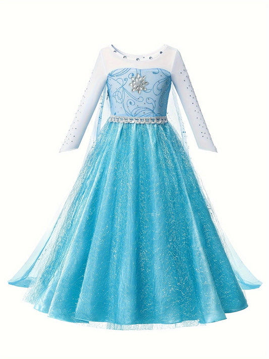 Girls Glitter Long Sleeve Halloween Princess Costume Dress | Maxi 0