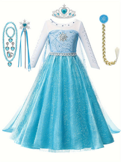 Girls Glitter Long Sleeve Halloween Princess Costume Dress | Maxi 4