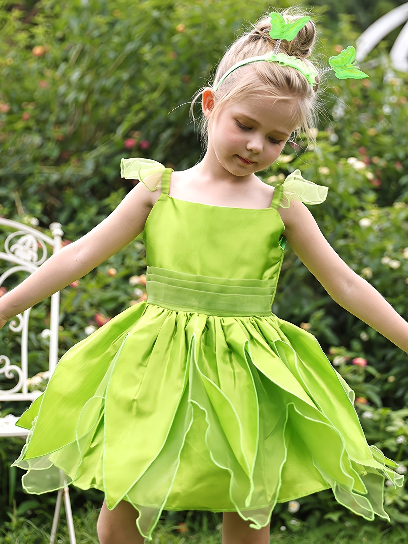 Girls Magical Fairy Halloween Costume Dress | Sleeveless Wings 3