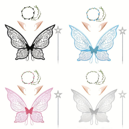 Girls Magical Halloween Fairy Costume Set | Wings Wand Ears 1