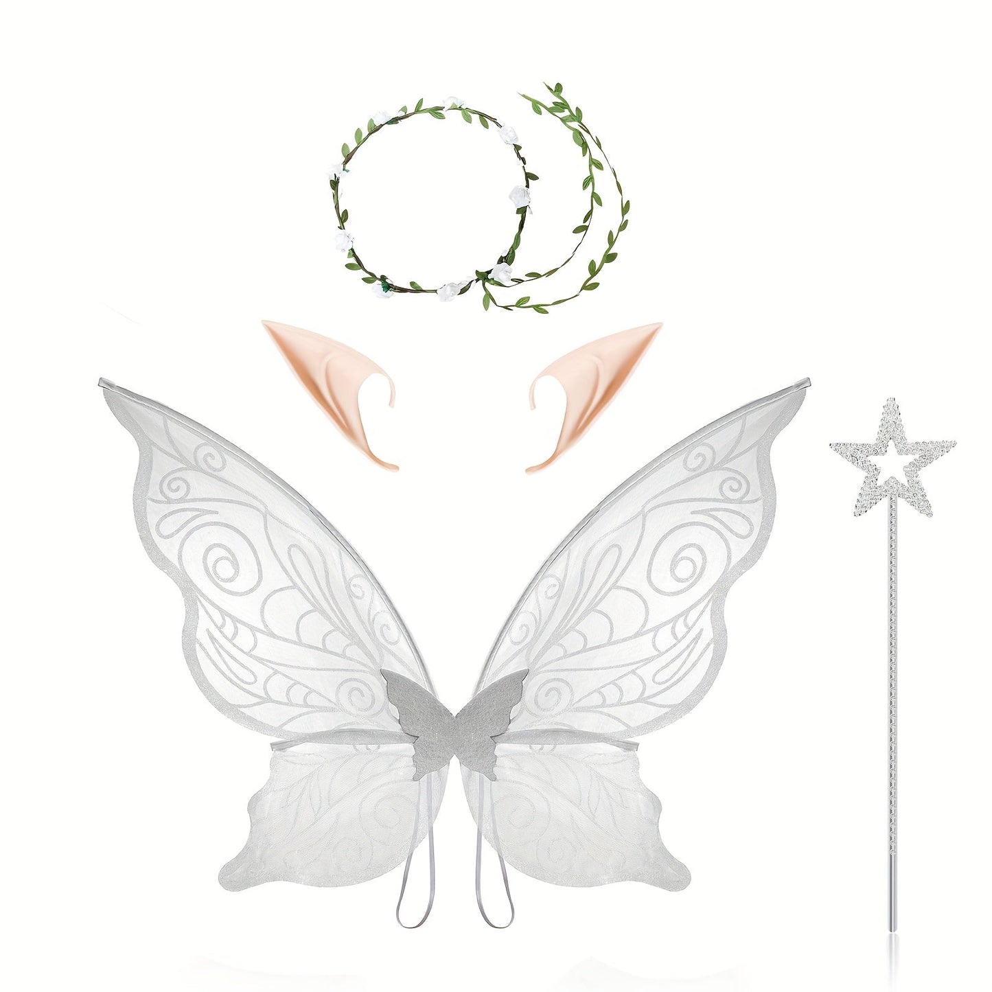Girls Magical Halloween Fairy Costume Set | Wings Wand Ears 11