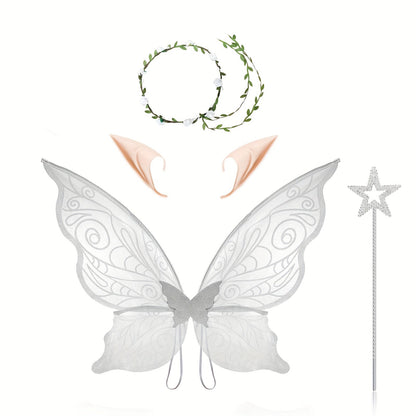 Girls Magical Halloween Fairy Costume Set | Wings Wand Ears 11