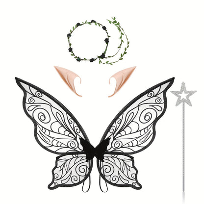 Girls Magical Halloween Fairy Costume Set | Wings Wand Ears 9